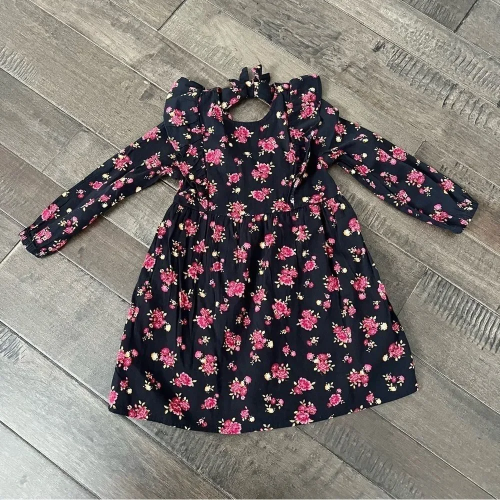 Old Navy Fit & Flare Ruffle Trim Floral Dress Toddler Girl 3T